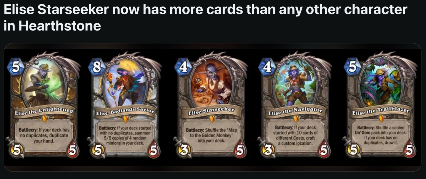 Hearthstone — Elise Starseeker and Lunara cards